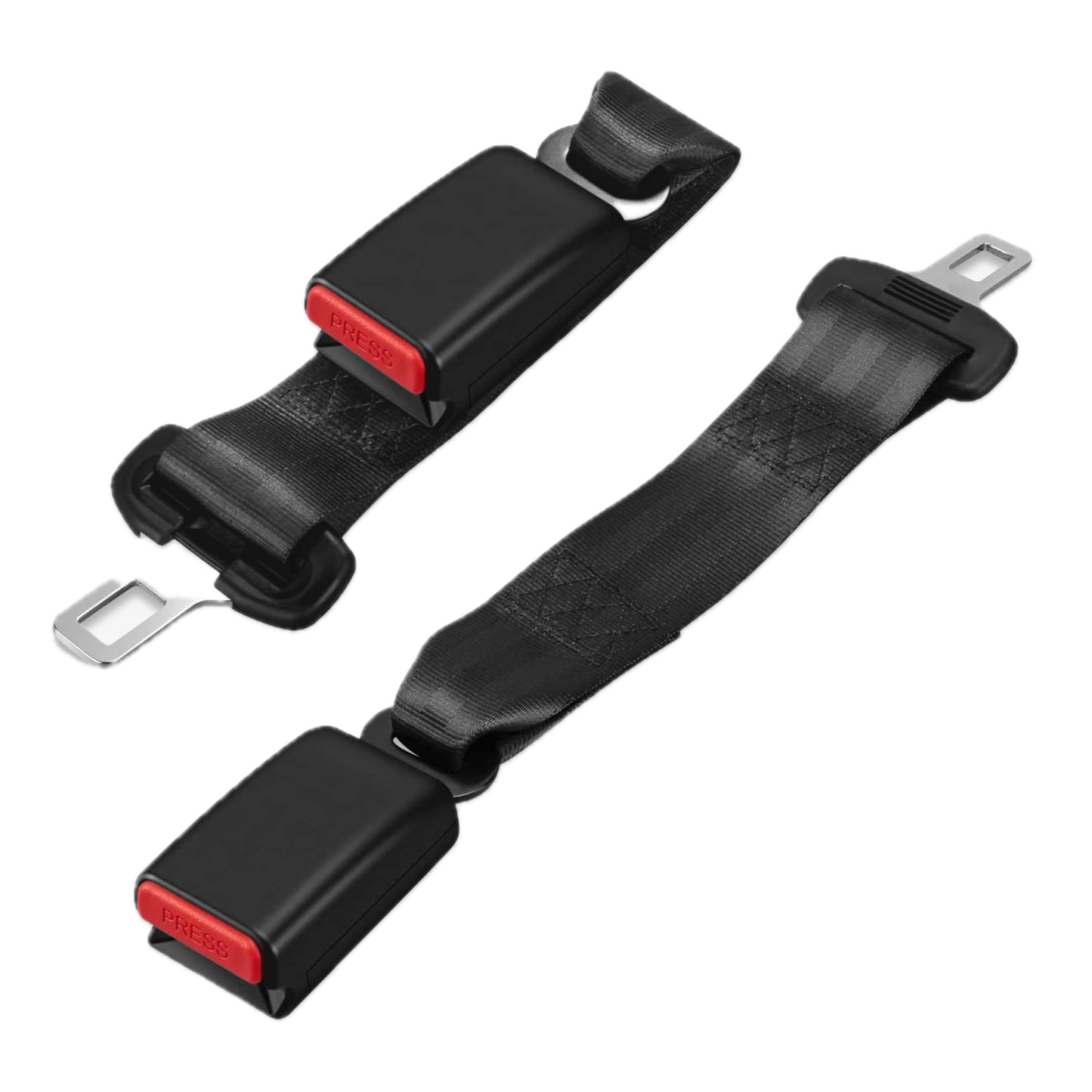 2-Pack Universal Car Seat Belt Extender with Quick-Release Buckle - Durable Black Metal Clip for Extra Length & Enhanced Comfort (Fits Most Vehicles)