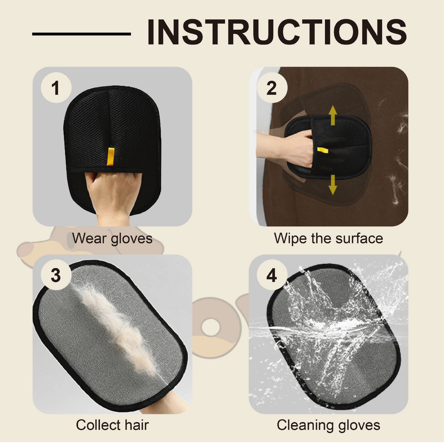 2-Pack Electrostatic Pet Hair Remover Gloves | Reusable & Washable for Furniture, Car Seats, Clothing | Cat/Dog Fur Collector Set
