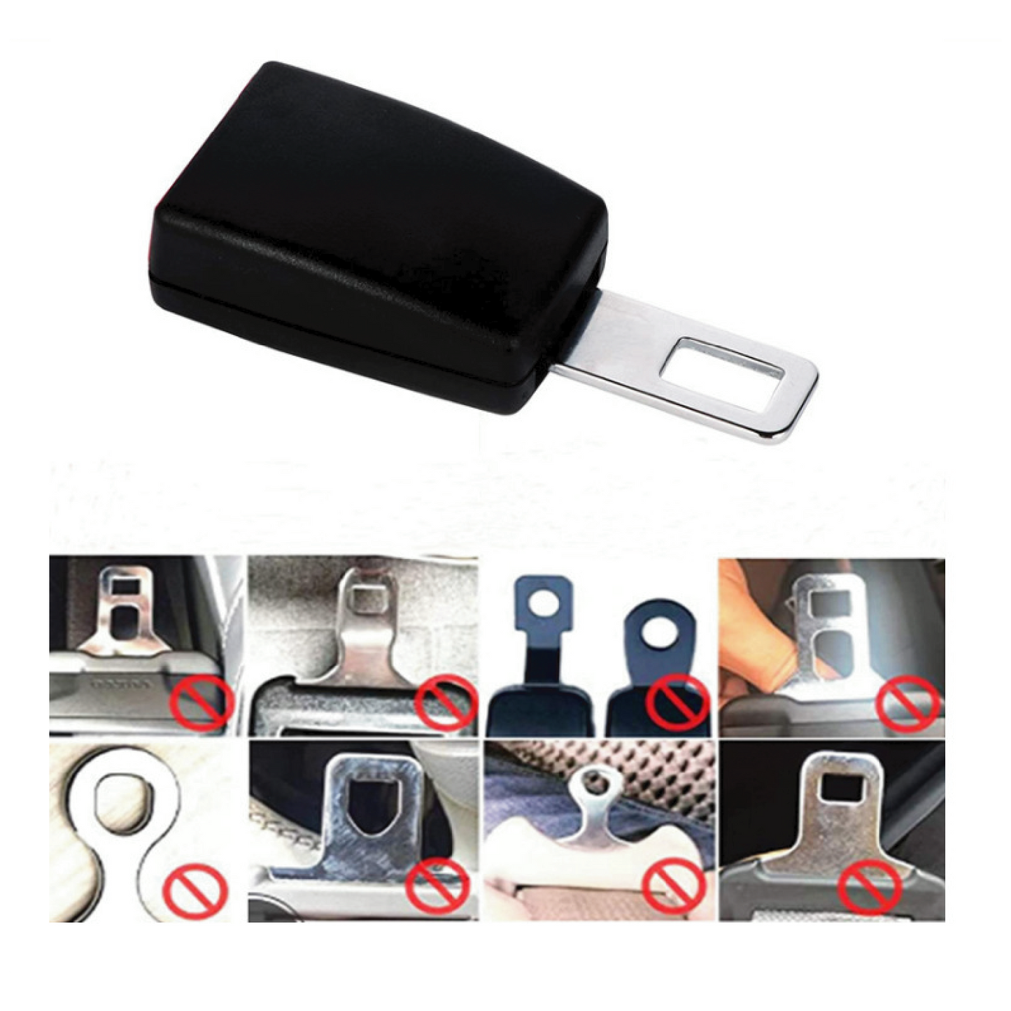 2-Pack Universal Car Seat Belt Extender with Quick-Release Buckle - Durable Black Metal Clip for Extra Length & Enhanced Comfort (Fits Most Vehicles)
