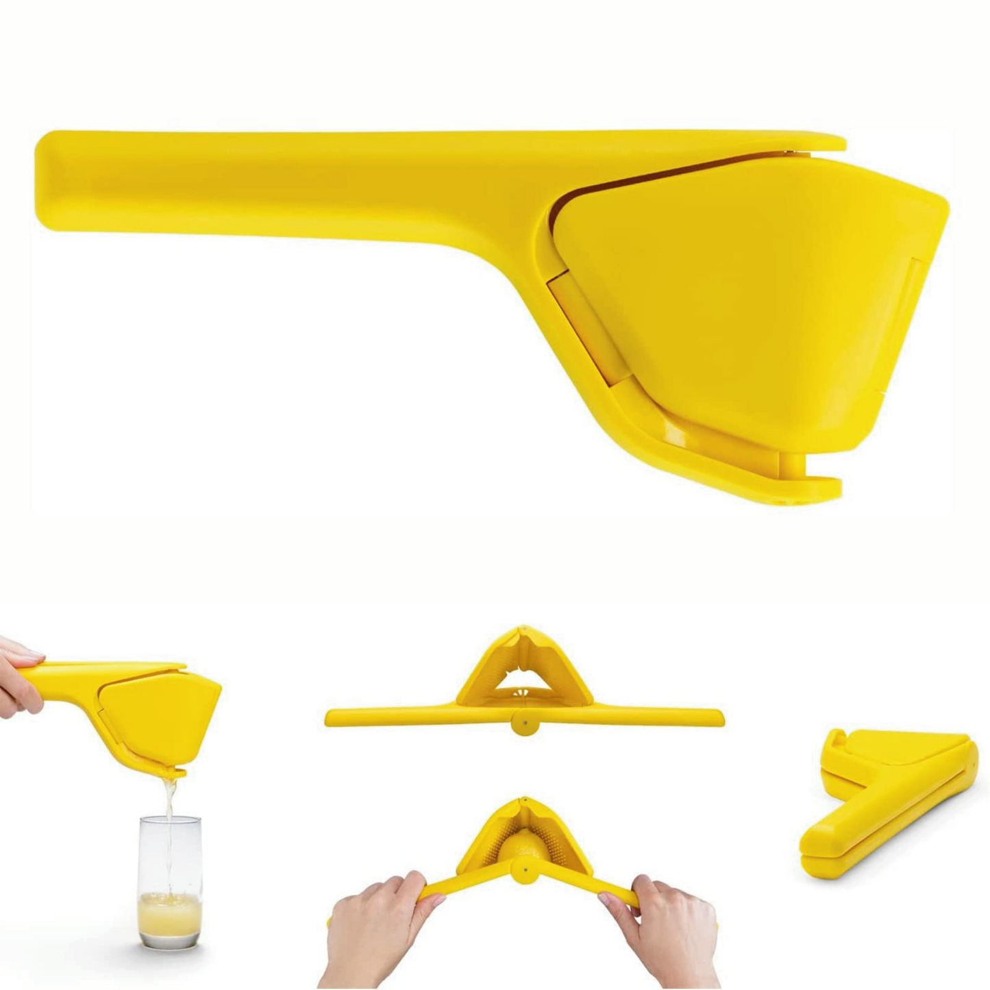 Manual Citrus Juicer in Orange & Green - Fold-Flat Handheld Lemon Squeezer for Effortless Pressing, Space Saving Fruit Juicer for Limes, Oranges & Small Fruits