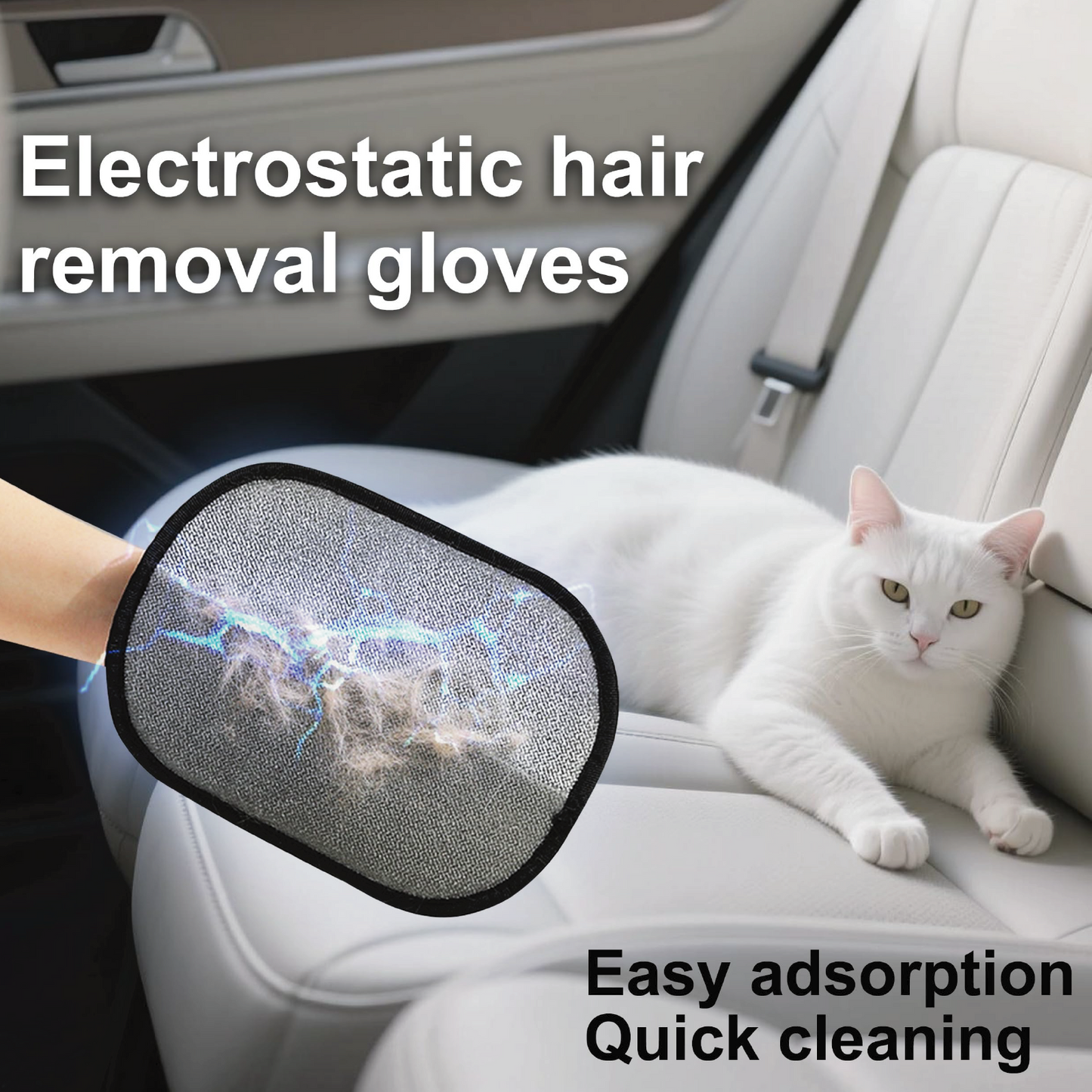 2-Pack Electrostatic Pet Hair Remover Gloves | Reusable & Washable for Furniture, Car Seats, Clothing | Cat/Dog Fur Collector Set