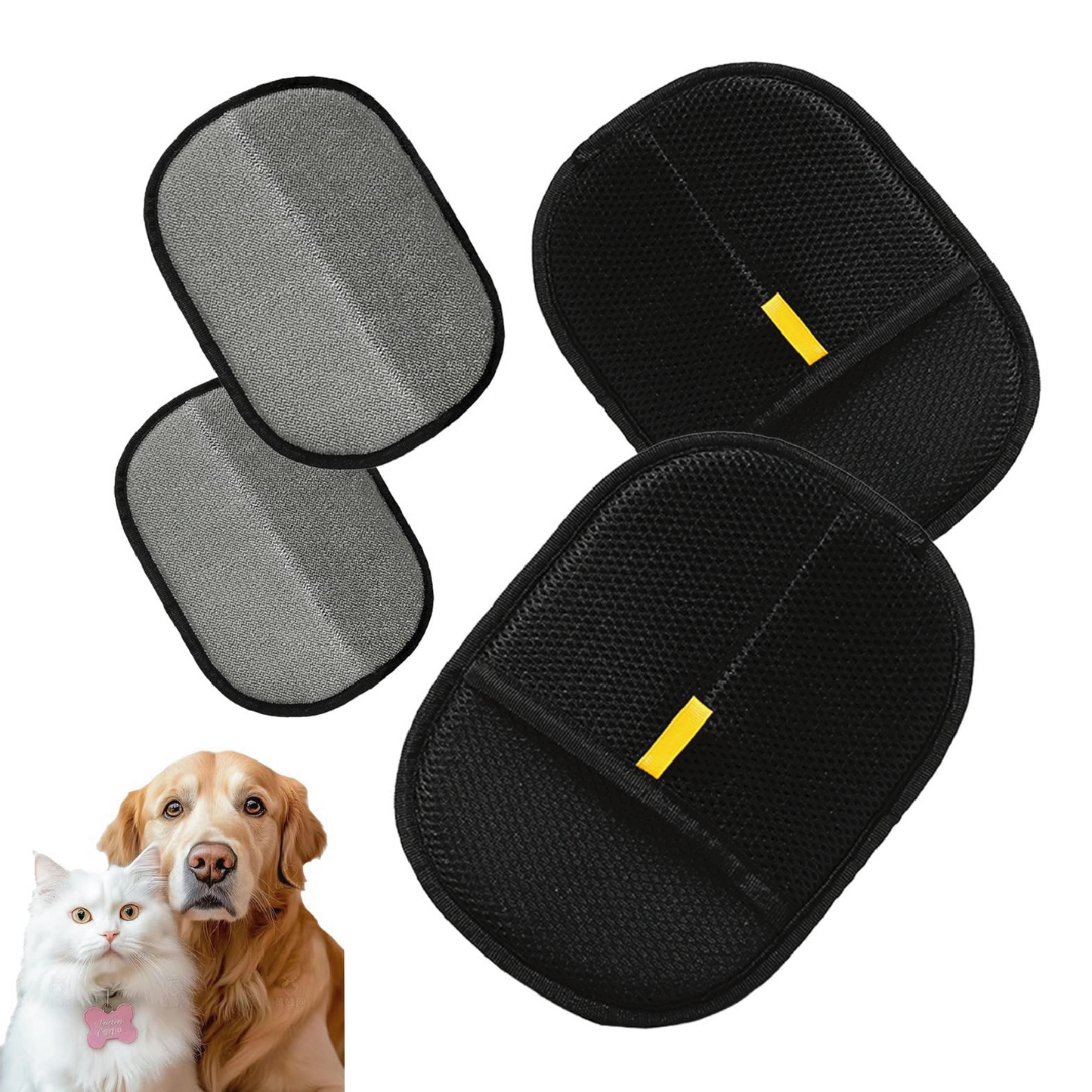 2-Pack Electrostatic Pet Hair Remover Gloves | Reusable & Washable for Furniture, Car Seats, Clothing | Cat/Dog Fur Collector Set