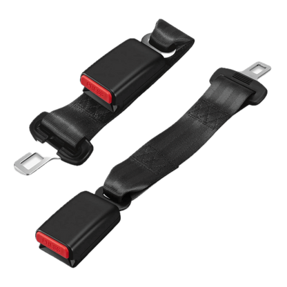 2-Pack Universal Car Seat Belt Extender with Quick-Release Buckle - Durable Black Metal Clip for Extra Length & Enhanced Comfort (Fits Most Vehicles)
