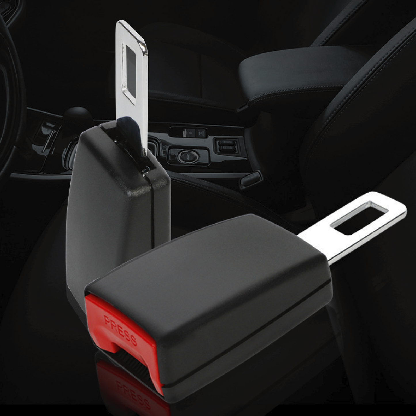 2-Pack Universal Car Seat Belt Extender with Quick-Release Buckle - Durable Black Metal Clip for Extra Length & Enhanced Comfort (Fits Most Vehicles)