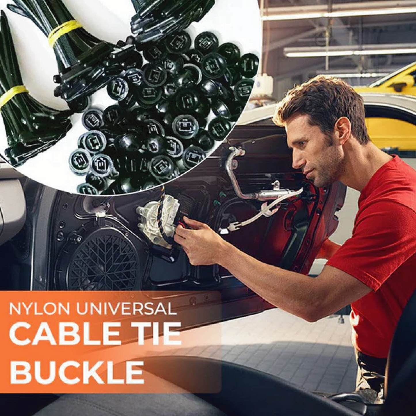 Self-Locking Zip Ties Heavy Duty | Pin-Button Car Repair Clips + UV Resistant | Organize Wires, Tools, Auto Parts | 50/100/300 Pack (No Tools Needed)