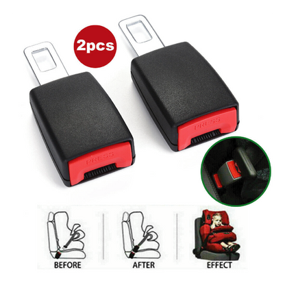 2-Pack Universal Car Seat Belt Extender with Quick-Release Buckle - Durable Black Metal Clip for Extra Length & Enhanced Comfort (Fits Most Vehicles)