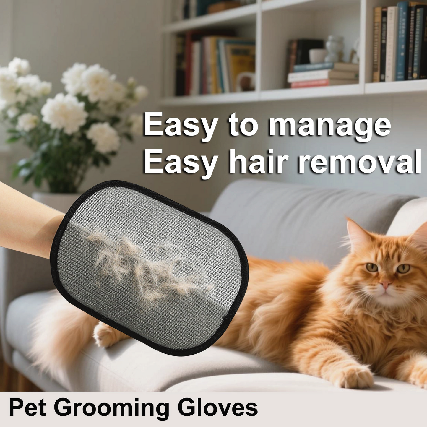 2-Pack Electrostatic Pet Hair Remover Gloves | Reusable & Washable for Furniture, Car Seats, Clothing | Cat/Dog Fur Collector Set