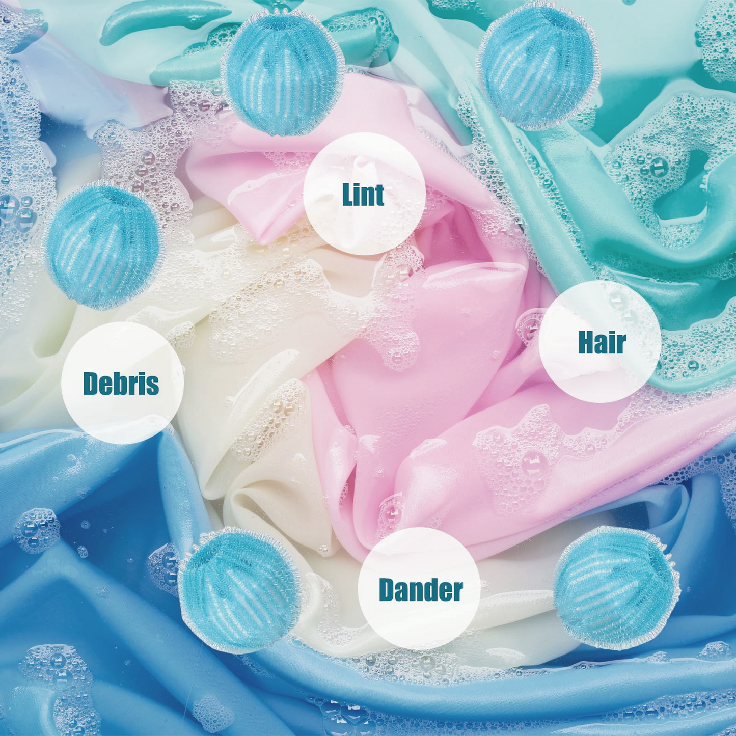 12 PCS Blue Laundry Balls - Pet Hair Catcher & Anti Tangle Helper for Washer, Traps Fur/Lint from Clothes, Bedding, Reusable