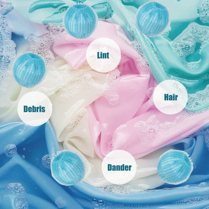 12 PCS Blue Laundry Balls - Pet Hair Catcher & Anti Tangle Helper for Washer, Traps Fur/Lint from Clothes, Bedding, Reusable