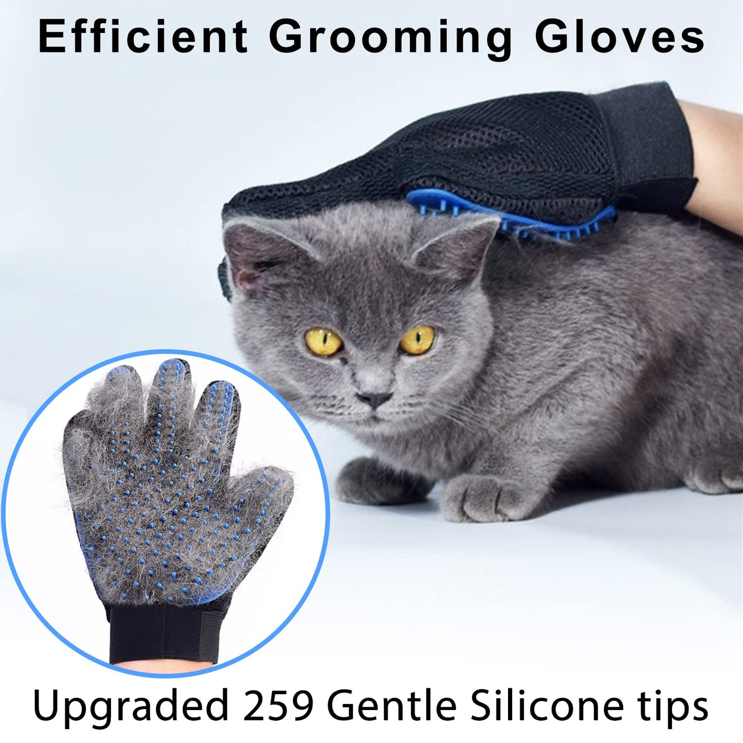 2-Pack Silicone Pet Grooming Gloves | Gentle Fur Collector for Cats/Dogs | Reusable Deshedding Mitts for Home & Car