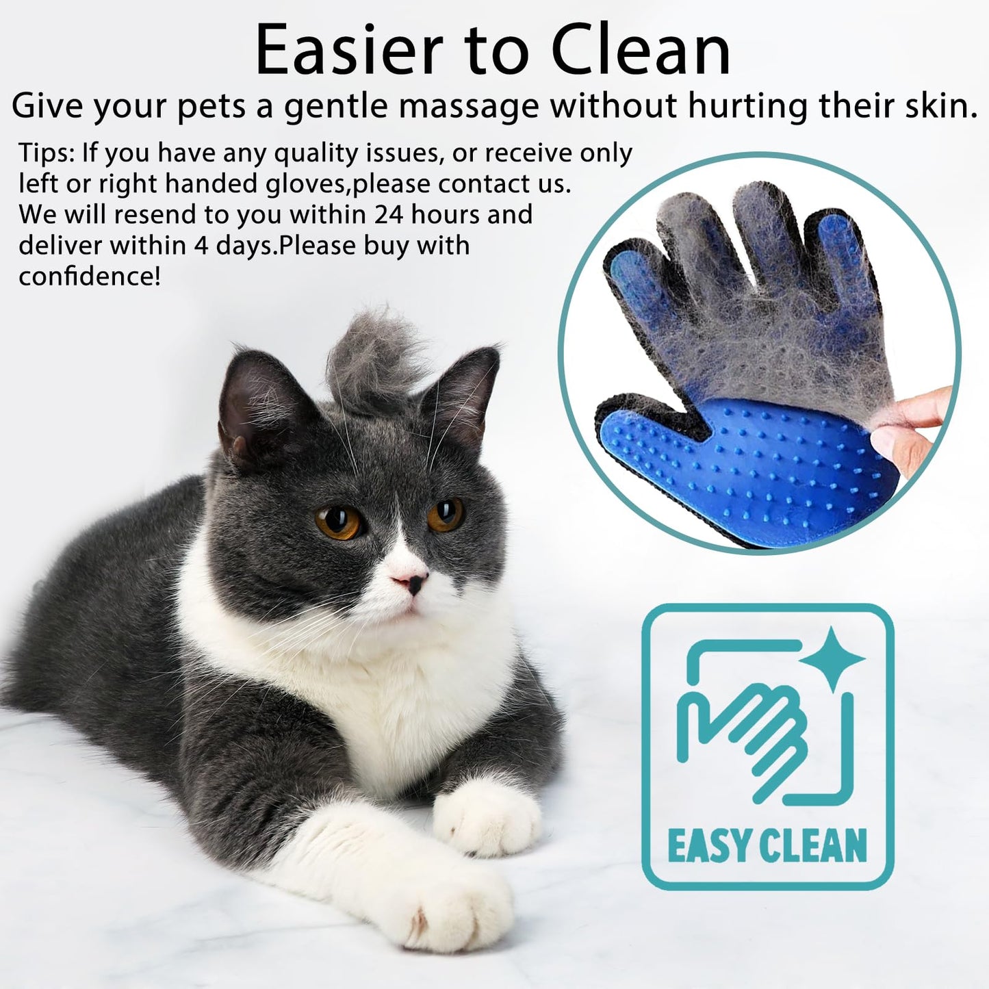 2-Pack Silicone Pet Grooming Gloves | Gentle Fur Collector for Cats/Dogs | Reusable Deshedding Mitts for Home & Car