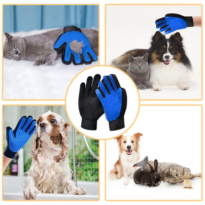 2-Pack Silicone Pet Grooming Gloves | Gentle Fur Collector for Cats/Dogs | Reusable Deshedding Mitts for Home & Car