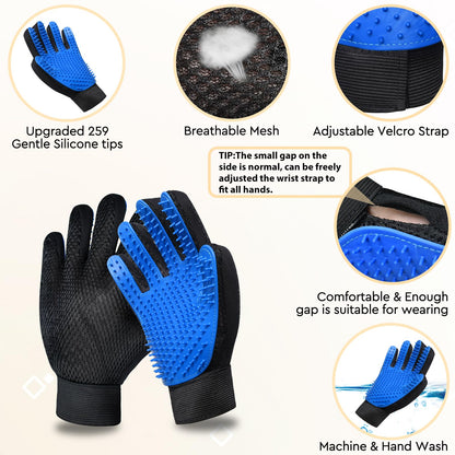 2-Pack Silicone Pet Grooming Gloves | Gentle Fur Collector for Cats/Dogs | Reusable Deshedding Mitts for Home & Car