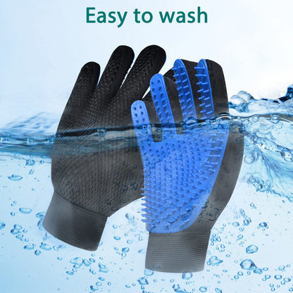 2-Pack Silicone Pet Grooming Gloves | Gentle Fur Collector for Cats/Dogs | Reusable Deshedding Mitts for Home & Car