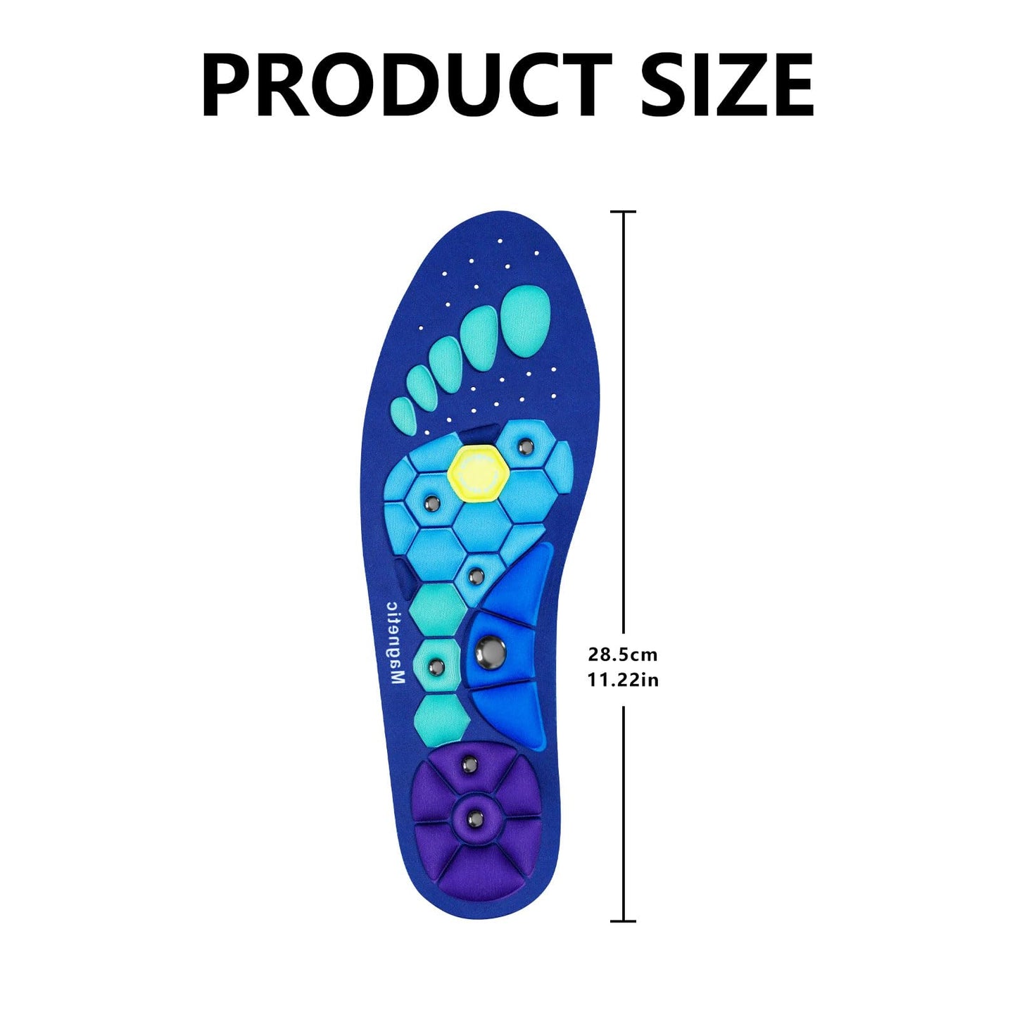 Magnetic Insoles Foot Pain Relief - Reflexology Massage & Arch Support Inserts, Trim-to-Fit Breathable for Men Women